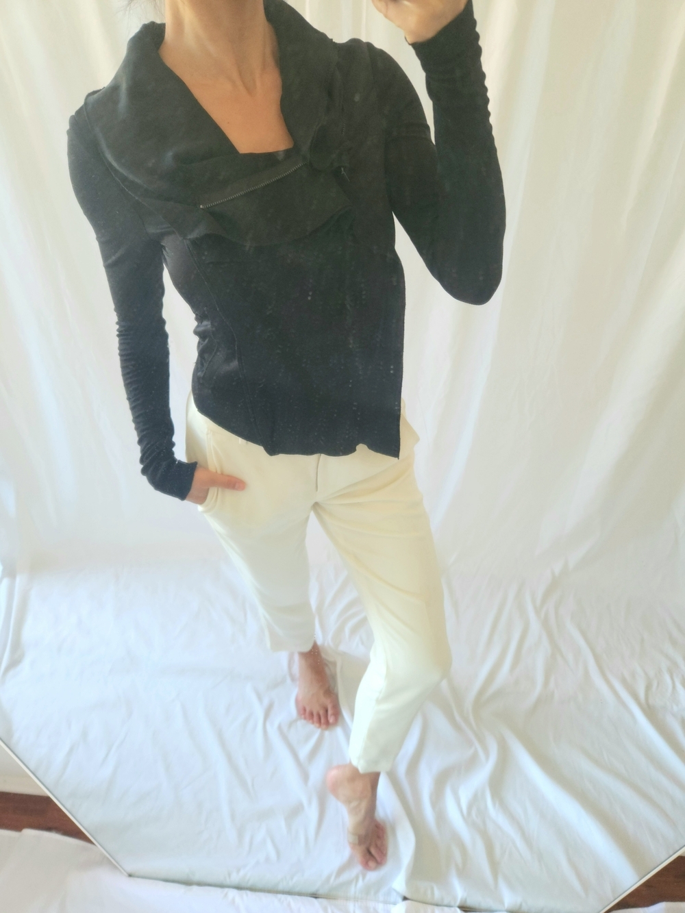 BCBGMaxAzria Black Asymmetrical Collar Jacket